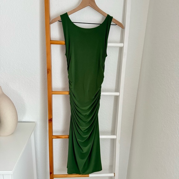 Norma Kamali x Kamalikuture Green Ruched Bodycon Cocktail Dress Sleeveless - Picture 2 of 11